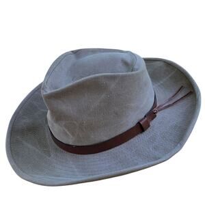Vintage Sage Green Men's Hat with Brown Band